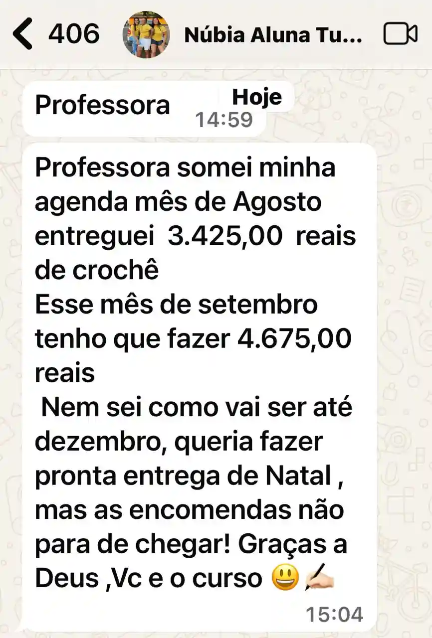 Depoimento de aluna com renda pelo crochê