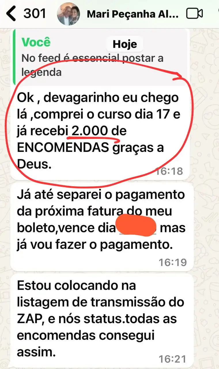 Depoimento de aluna vendendo crochê online