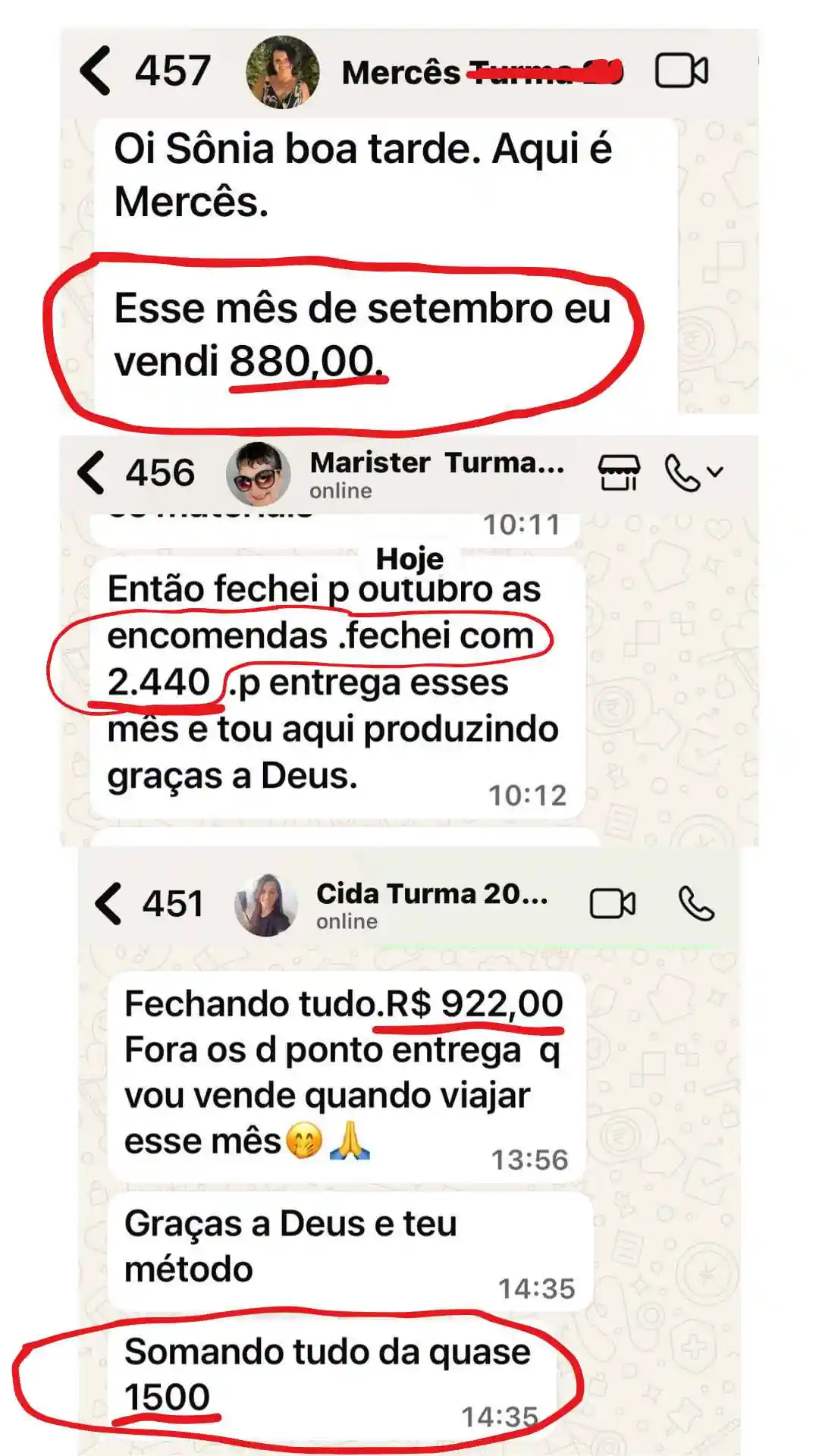 print de resultado alunas